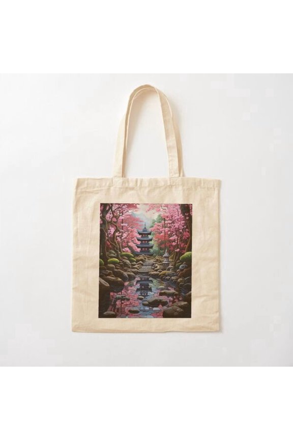 Reflective Zen Garden Mosaic, Japanese Canvas Tote Bags, Reusable Shopping Bag