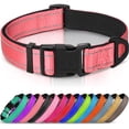 thumbnail image 1 of Reflective dog collar with padding, soft chloroprene rubber nylon adjustable pet collar, heavy-duty quick snap button, pet collar neon pink S, 1 of 7