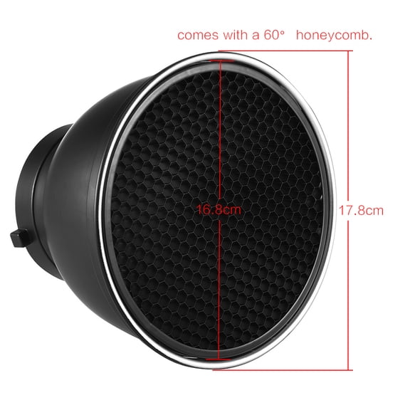Reflector Diffuser Lamp Shade & 7'' Standard Reflector Diffuser Lamp Shade Dish with 60 Grid for Mount Studio Strobe Flash Light