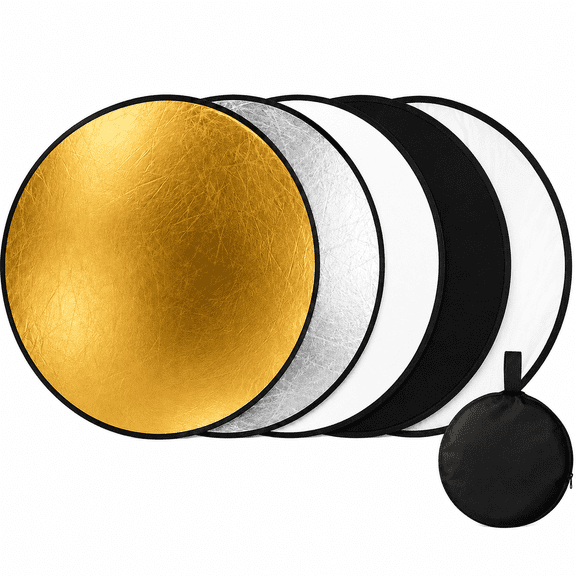 Reflector Photography 43 Inch, 5 in 1 Collapsible Light Diffuser Multi Disc with Bag, Translucent Silver Gold White Black for Studio Outdoor Lighting