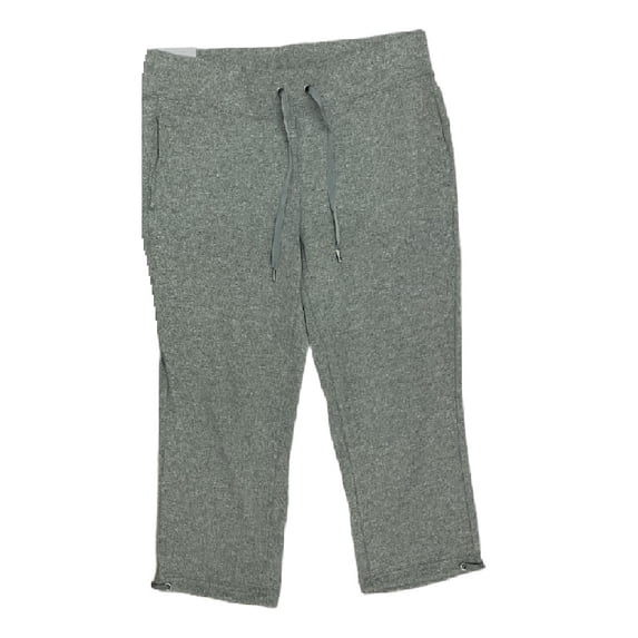 Reflex 90 Degree Women's Elastic Waist Pull On Athletic Travel Capri Pants (Charcoal, XXL)