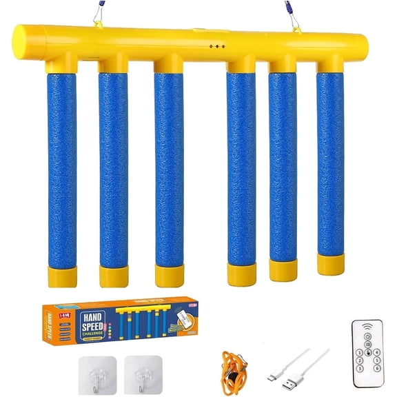 Reflex Challenge Game for Adults,Reflexes Game Falling Sticks,Catching Drop Stick Game,Hand Eye Coordination Training,3 Adjustable Speed,Upgrade Remote Control(Orange)