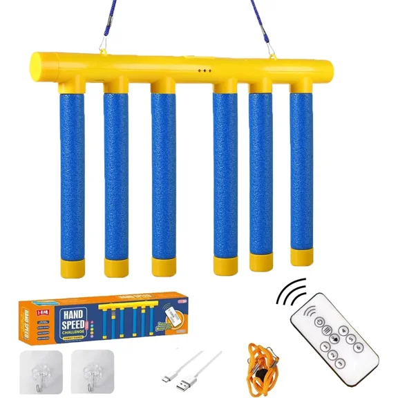 Reflex Challenge Game - Hand-Eye Coordination Training Toy with 3 Adjustable Speed Settings, Upgrade Remote Control & Catching Sticks Game