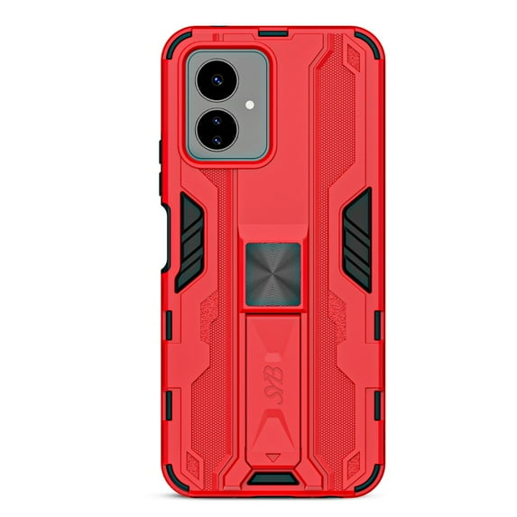 Reflex Series Case with Kickstand Shockproof Rugged PC TPU Frame Cover for Boost Celero 5G SC - Red