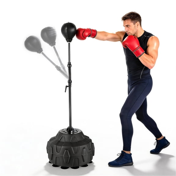 Reflex Speed Bag, Adjustable Height, Free Standing Base (56 - 71in) - Boxing Trainer for Home Gym Use