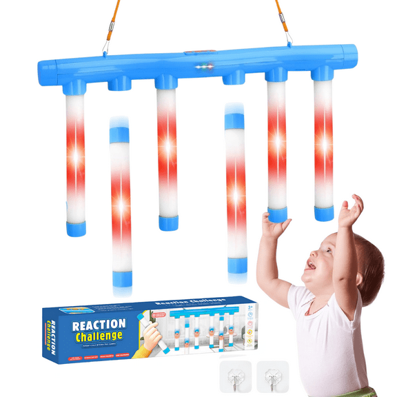 Reflex Stick Game, Reflex Light-Up Sticks Reaction Training Hand Speed Challenge Game, Upgrade Hand Eye Coordination Training Toy 3 Adjustable Speed (Light-Up, Blue)