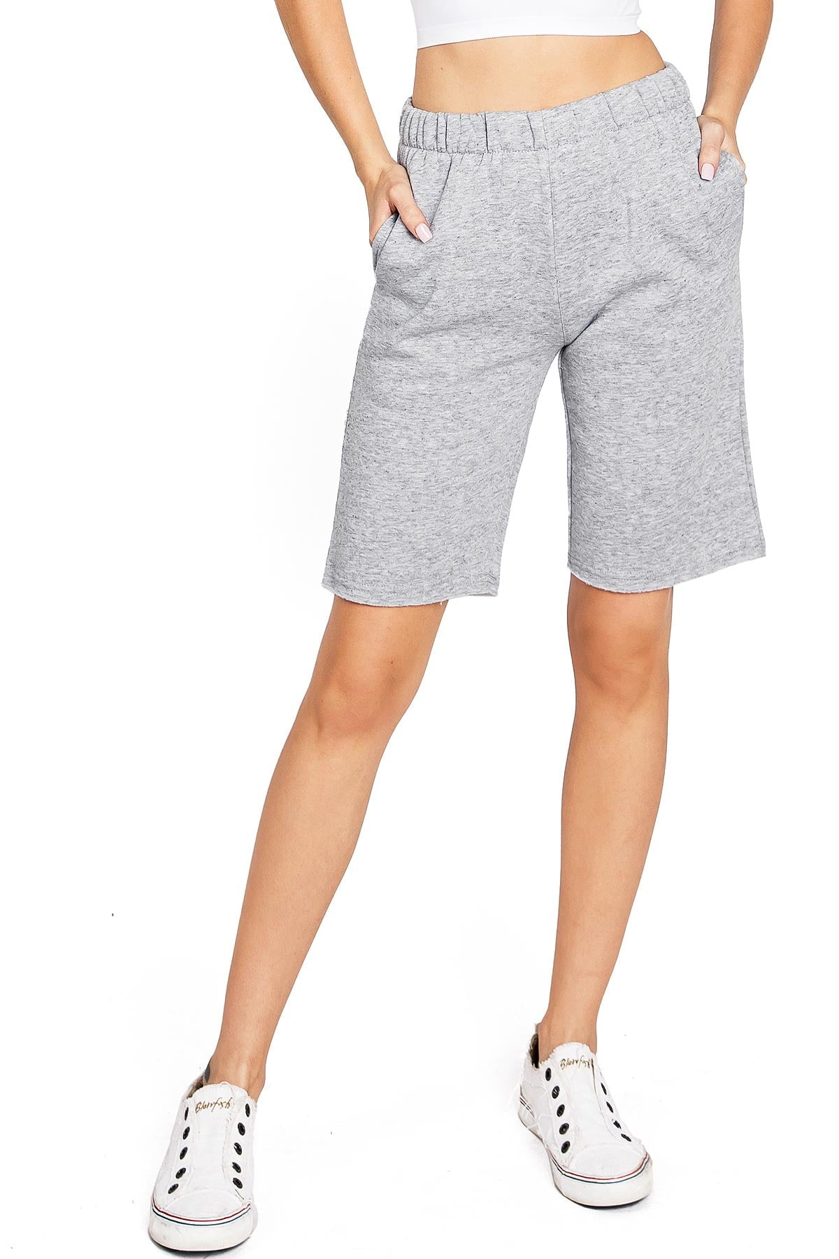 Reflex Womens Juniors Athleisure High Rise Fleece Lined Shorts (Heather  Grey, XL) 