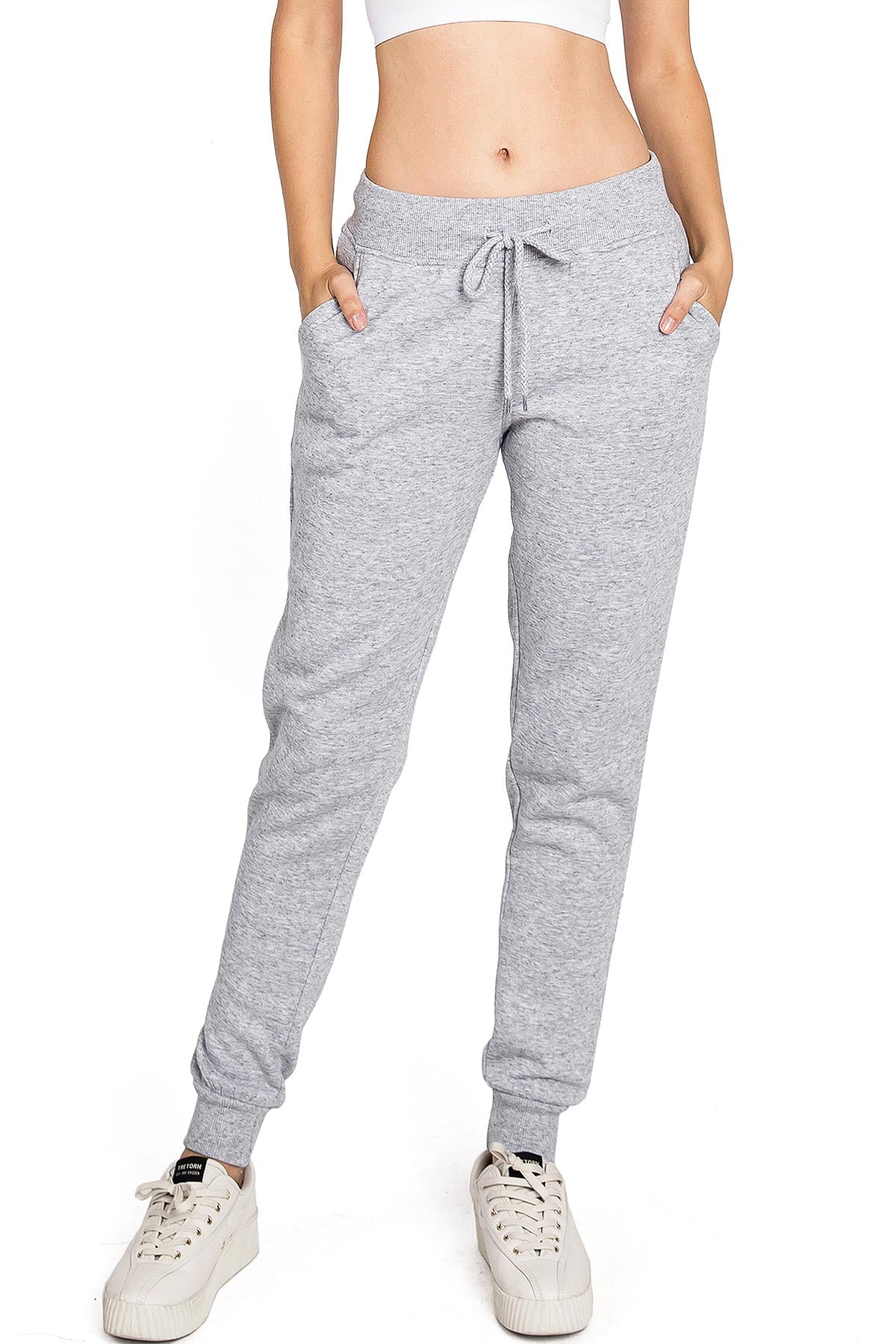 Reflex Womens Juniors High Rise Fleece Lined Jogger Sweatpants Heather Grey S