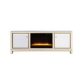 thumbnail image 1 of Reflexion 72 in. mirrored tv stand with crystal fireplace in gold, 1 of 3