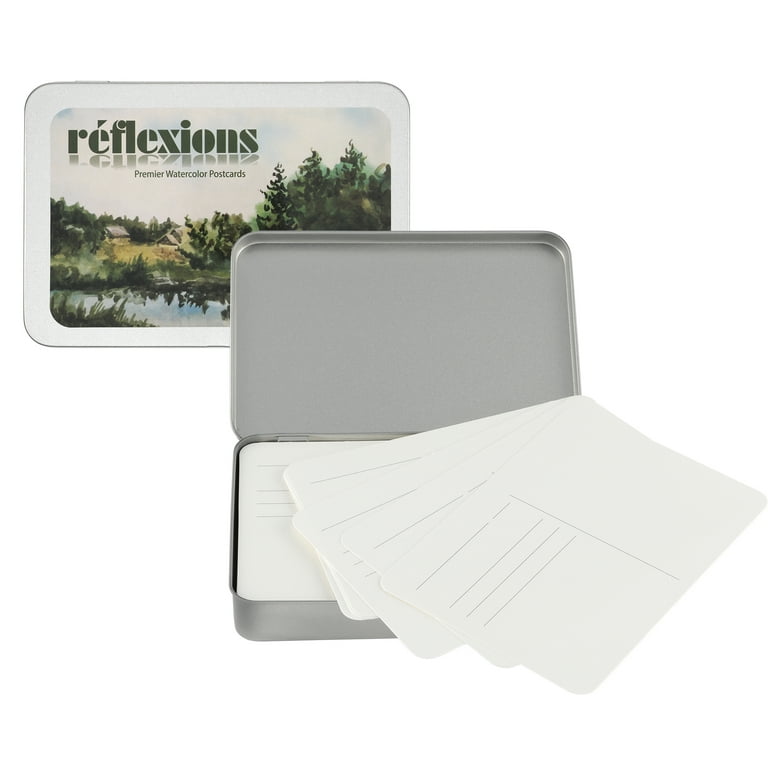 Reflexions Premier Watercolor Postcards Blank Tin 24 Pc Set, Watercolor  Postcards To Paint, 4x6