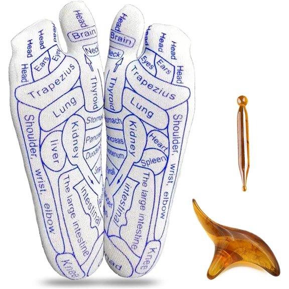 Reflexology Chart Socks, Acupressure Socks Kit with Trigger Point Massager for Foot Pain, Beginner-Friendly Pressure Point Socks