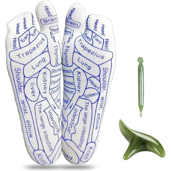 Reflexology Chart Socks, Acupressure Socks Kit with Trigger Point Massager for Foot Pain, Beginner-Friendly Pressure Point Socks