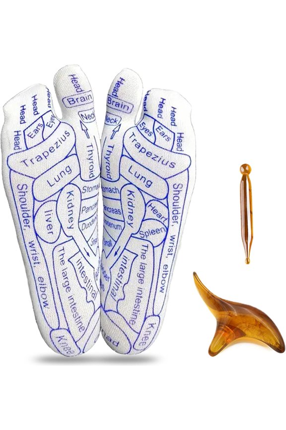 Reflexology Chart Socks with Trigger Point Massage Tool, Reflexology Socks with Massage Tool, Acupressure Sock for Women (Brown,Men)