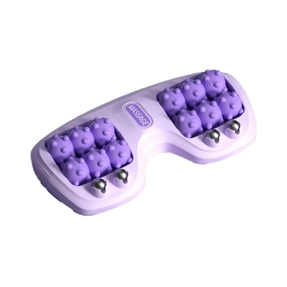 Reflexology Massager with Magnetic Beads, Three Massage Techniques, Portable Double Foot Massage Roller, Improved Circulation for Home and Office Use - Purple