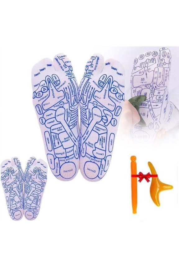 Reflexology Socks Foot Massage Socks Set, 2024 Upgrade Reflexology Socks with Trigger Point Massage Tool, Premium Massage Socks with Pen and Massager (A-2Pcs, Man)