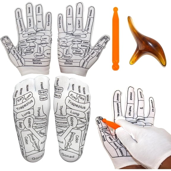 Reflexology Socks with Tools ，Acupressure Socks, Reflexology Socks,Massage Socks ，Massage Tools,Foot Reflexology Socks Gloves and Acupressure Pen for Pain Relief