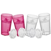 Reflo Smart Cup Red & Clear 4-Pack Open Training Cup, Toddler Cup, No Suction 6oz, 360 Control-Flow, USA MADE Premium High-Impact Plastic