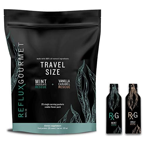 Reflux Gourmet Rescue Pack (25) Vanilla Caramel & Mint Chocolate Natural GERD, LPR, Heartburn