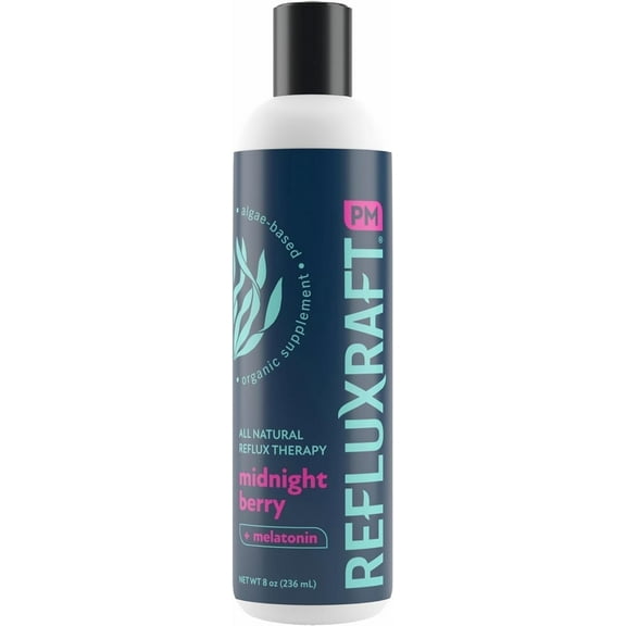 RefluxRaft Acid Reflux Therapy PM with Organic Alginate & Melatonin, 47 Gel Servings, 8 Fl Oz