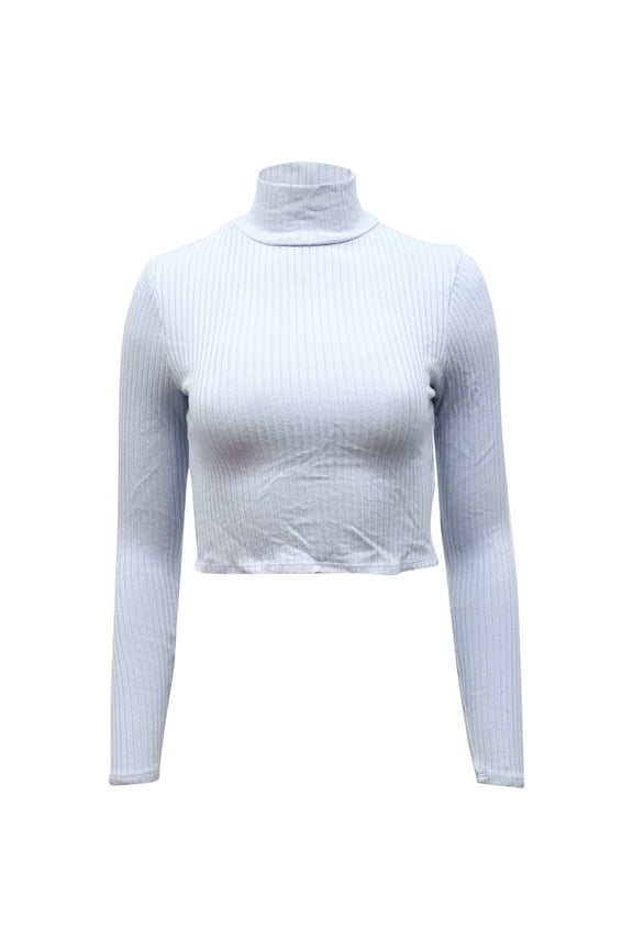 Pre-Owned Reformation Valeria Turtle Neck Top in Light Blue Tencel