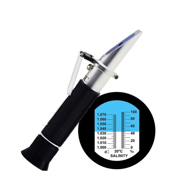 Refractometer Salinity Meter Dual Scale Portable Meter With ATC For Seawater Salt Sea Marine Aquarium Reef Tank ,Lightweight