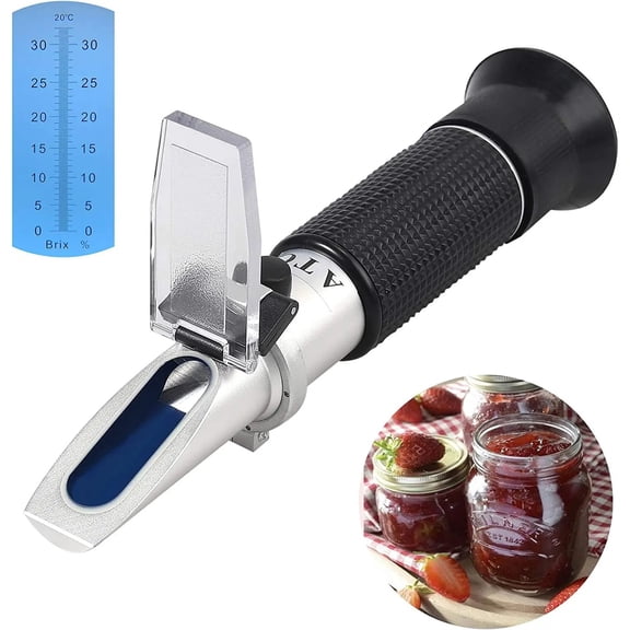 Refractometer Sugar Concentration Meter Densimeter 0-32% Handheld Saccharimeter ATC Tester Fruits Grapes ,Easy to Use