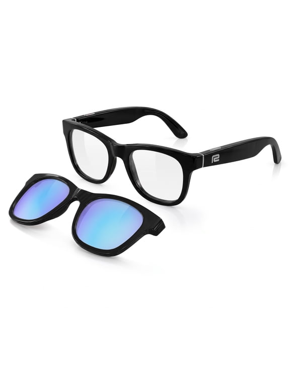All Days Bluetooth Smart Audio Glasses with Open-Ear Speakers, Wireless Music Sunglasses, Polarized & Blue Light Blocking Glasses Lens Set, Coast Gloss Onyx