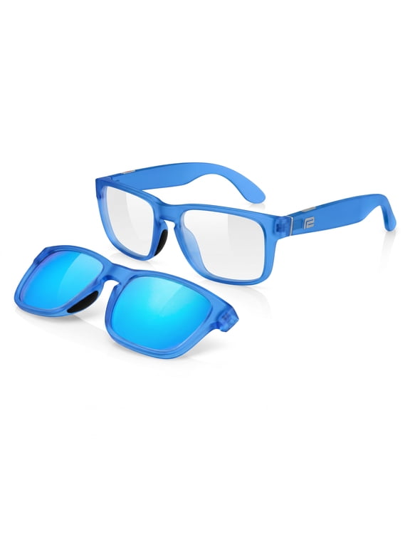 All Days Bluetooth Smart Audio Glasses with Open-Ear Speakers, Wireless Music Sunglasses, Polarized & Blue Light Blocking Glasses Lens Set, Ridge Matte Cobalt