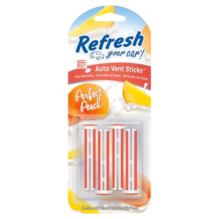 Refresh Auto Vent Sticks Car Air Freshener, Perfect Peach Scent
