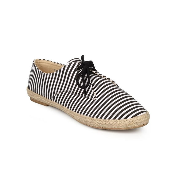 Refresh CG94 Women Fabric Stripe Lace Up Espadrille Loafer Flat