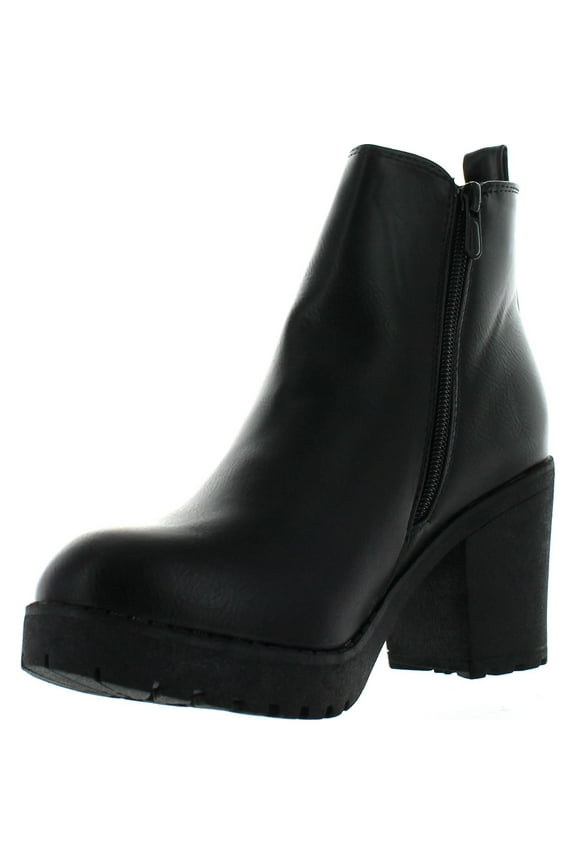 CLUB-01 Women's Elastic Panel Slip On Chunky Heel Ankle Booties