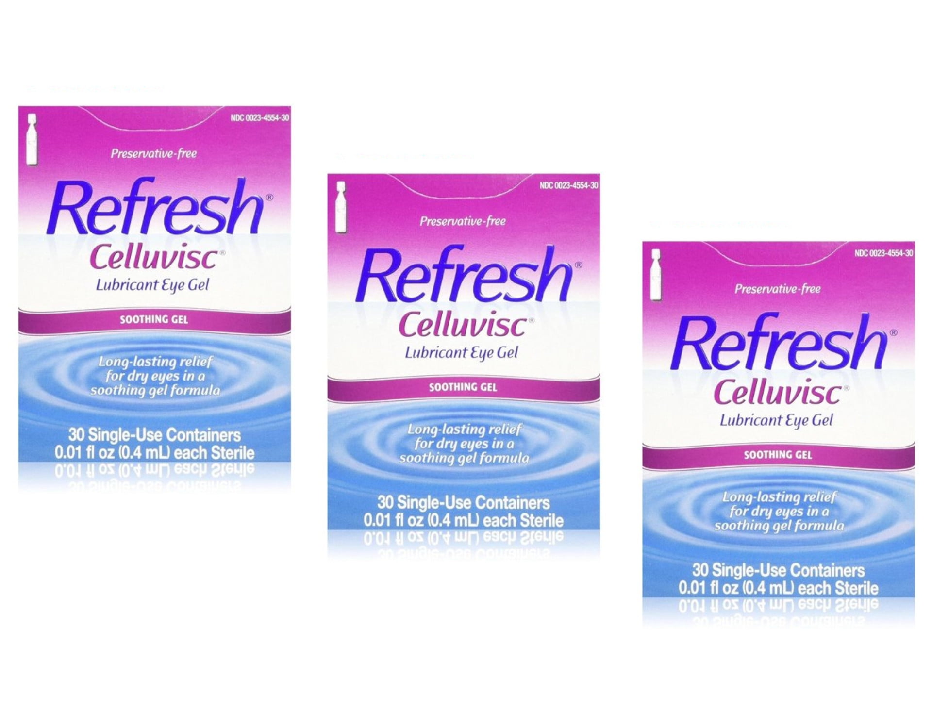 Refresh Celluvisc Lubricating Eye Gel, 0.01 fl oz, 30 Ct Pack of 3