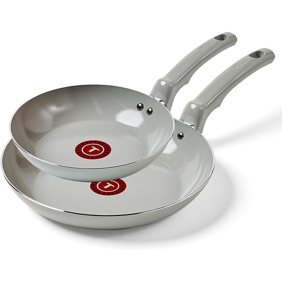 Refresh Ceramic Nonstick Frying Pan 2-Pc Set, 8" & 10", Oven Broiler Safe up to 350F Cookware, Ceramic Frying Pan Skillet, Pots & Pans, Grey