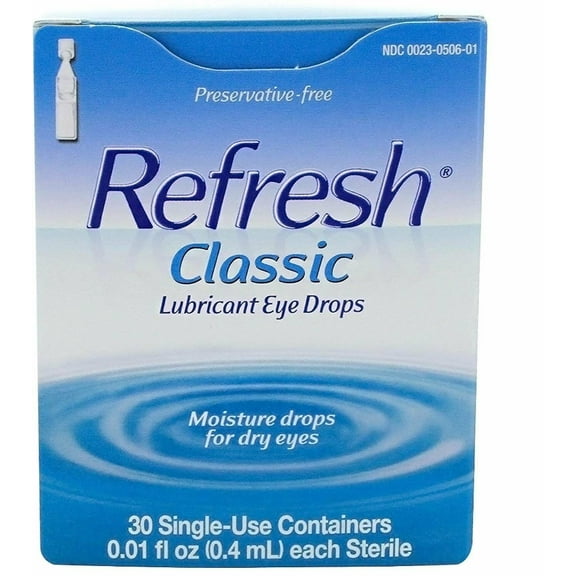 Refresh Classic Lubricant Eye Drops Non-Preserved Tears, 30 Single-Use Containers, 0.01 Oz (0.4 Ml), 2-Pack
