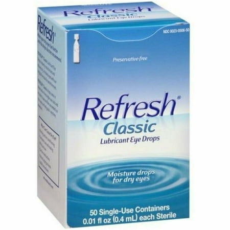 Refresh Classic Lubricant Eye Drops Non-Preserved Tears, 50 Single-Use Containers, 0.01 Oz (0.4 Ml), 2-Pack