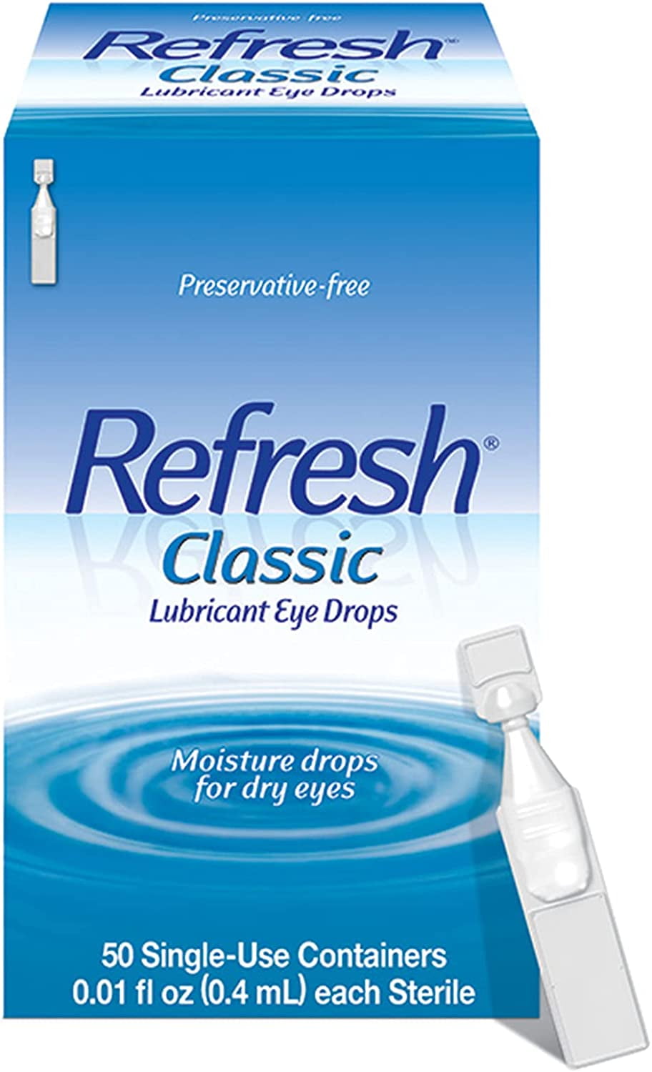 Refresh Classic Lubricant Moisturizing Eye Drops, Preservative Free, 0.01 oz, 50 Ct, 5 Pack