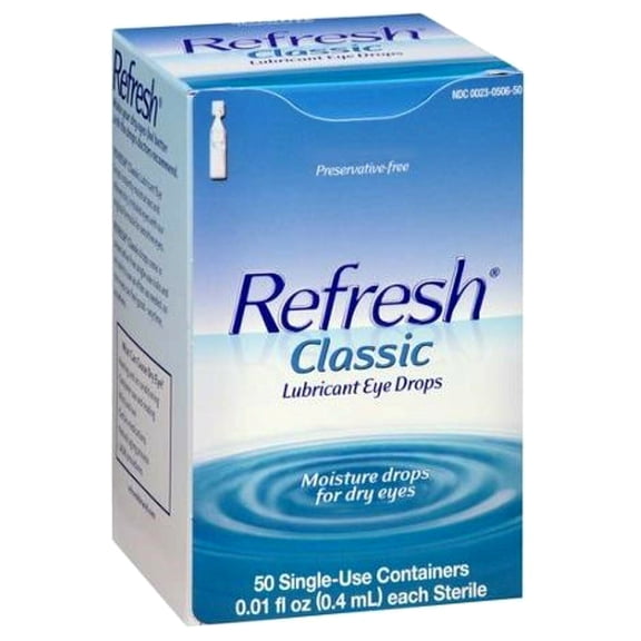 Refresh Classic Lubricant Eye Drops, Preservative-Free,0.01 Fl Oz Single-Use Containers, 50 Count (Pack of 1), Packaging May Vary