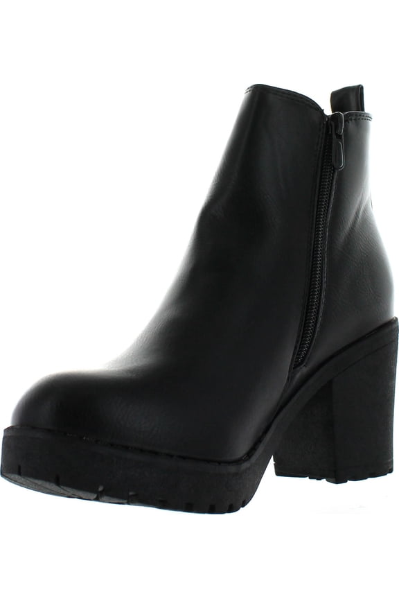 CLUB-01 Women's Elastic Panel Slip On Chunky Heel Ankle Booties