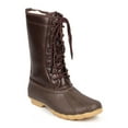 thumbnail image 1 of Refresh DD25 Women Two Tone Mix Media Shearling Lace Up Duck Boot, 1 of 5