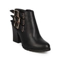 thumbnail image 1 of Refresh EC33 Women Leatherette Almond Toe Strappy Buckle Cutout Ankle Bootie, 1 of 5
