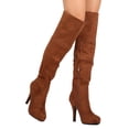 thumbnail image 1 of Refresh FH57 Women Faux Suede Over The Knee Almond Toe Stiletto Boot, 1 of 3