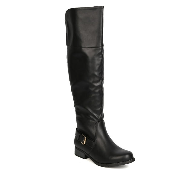 Refresh GK37 Women Leatherette Knee High Buckled Riding Boot