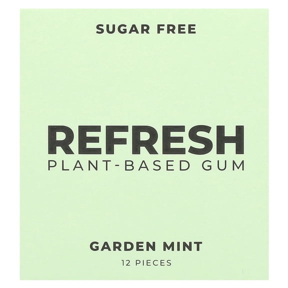 Refresh Gum Plant-Based Gum, Garden Mint, 12 Pieces