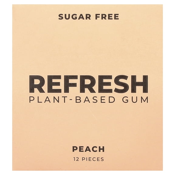 Refresh Gum Plant-Based Gum, Peach, 12 Pieces
