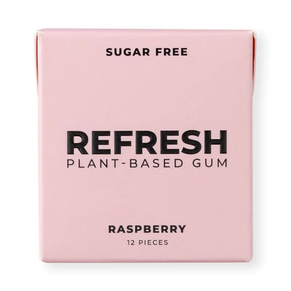 Refresh Gum Plant-Based Gum, Raspberry, 12 Pieces
