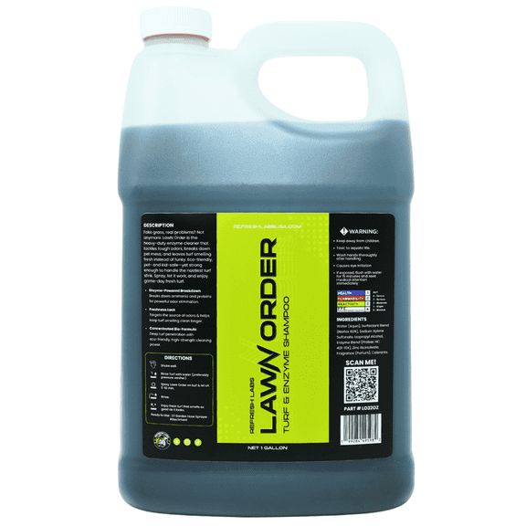 Refresh Labs LawN Order Artificial Turf Cleaner & Odor Eliminator – Enzyme Powered, Pet & Kid Safe, Removes Pet Mess Smells (1 GALLON)