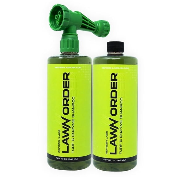 Refresh Labs LawN Order Artificial Turf Cleaner & Odor Eliminator – Enzyme Powered, Pet & Kid Safe, Removes Pet Mess Smells (2-Pack + Hose Sprayer)