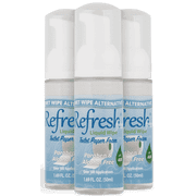 Refresh Liquid Wipe Free - Toilet Paper Foam for Sensitive Skin - Flushable Wet Wipe Alternative - Cleanses & Soothes with Witch Hazel & Aloe - Alcohol & Paraben Free, 1.69 oz 3 Pack