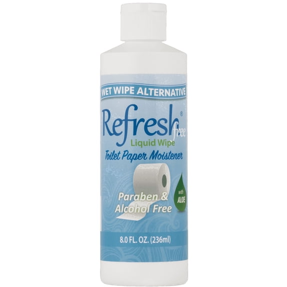 Refresh Liquid Wipe Free - Toilet Paper Foam Dispenser Refill for Sensitive Skin – Flushable Wet Wipe Alternative with Witch Hazel & Aloe – Alcohol & Paraben Free, 8 oz Refill
