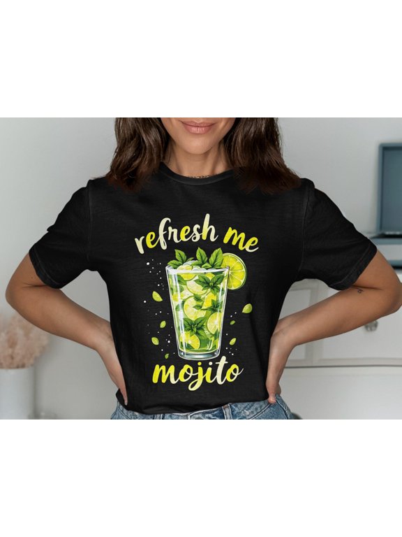 Refresh Me Mojito T-Shirt Refreshing Lemon Mint Drink Tee Fresh Summer Cocktail Shirt Unique Drink Design Graphic Tee